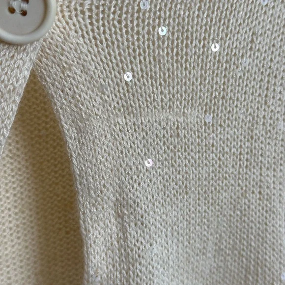 $2.2k Brunello Cucinelli Cream silk Sequin knit cardigan Italy lightweight shawl